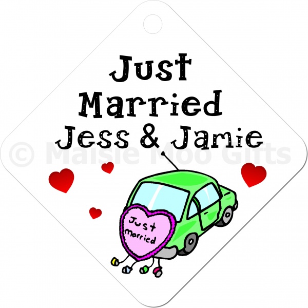 Personalised Just Married Car Window Sign